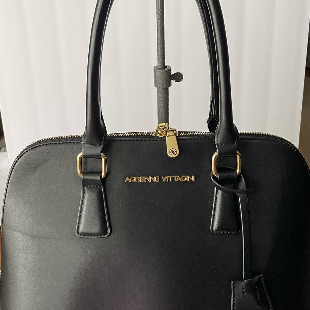 Adrienne Vittadini Black Tote with Gold Details